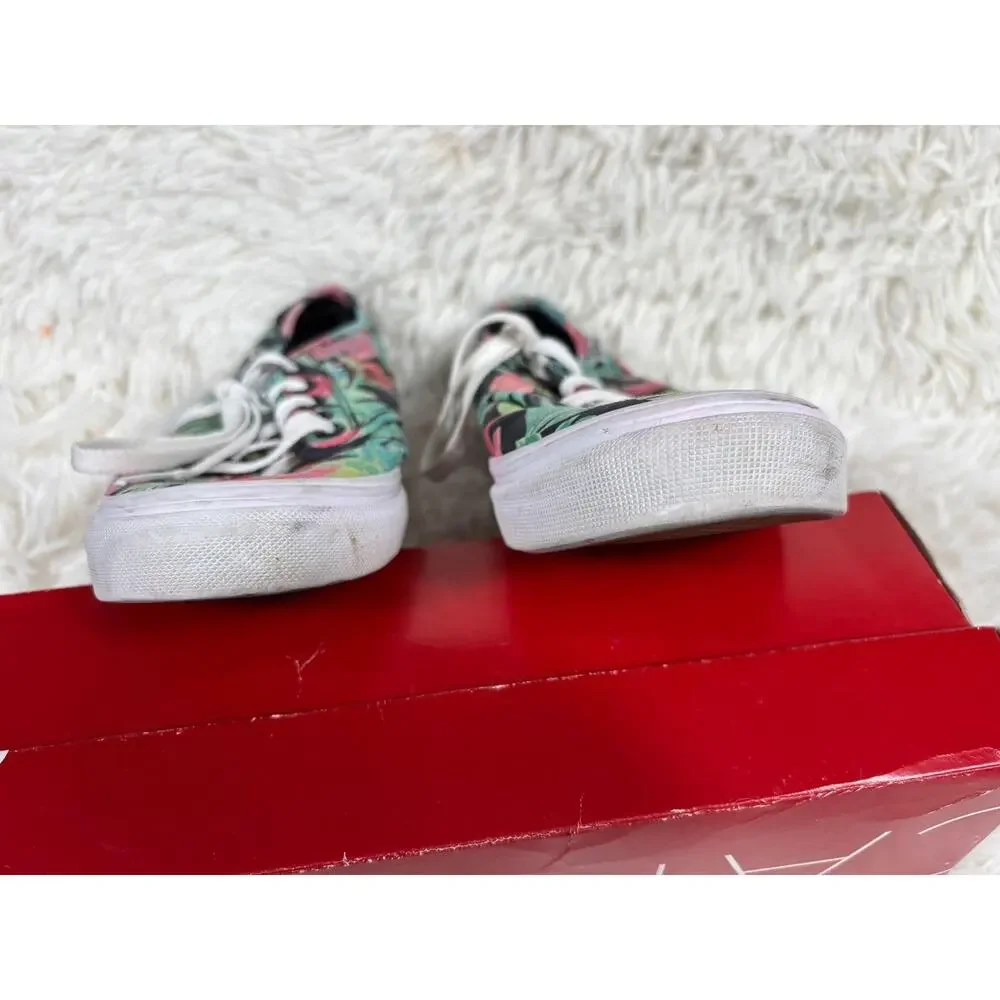 Vans Floral Canvas Low Top Skate Sneakers Tropical Shoes Womens Size 8.5 Black